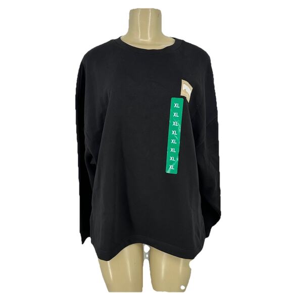 NEW Puma XL Women Pullover Fleece Crewneck Sweatshirt Black X22 - Picture 1 of 9